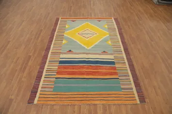 Tribal Wool Kilim Flat Weave Area Rug 6x9