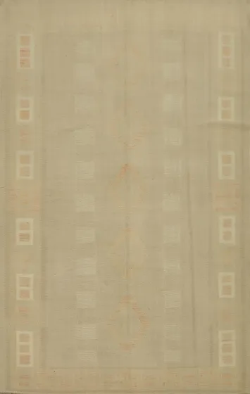 Neutral Toned Kilim Area Rug 7x10 with Geometric Pattern Accents