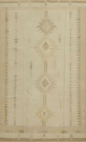 Geometric Wool Kilim Flat Weave Area Rug 7x10