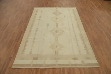 Geometric Wool Kilim Flat Weave Area Rug 7x10