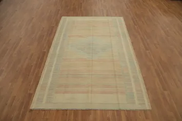 Elegant Pastel Striped Kilim Area Rug 6x9 for a Serene Living Space Ambiance