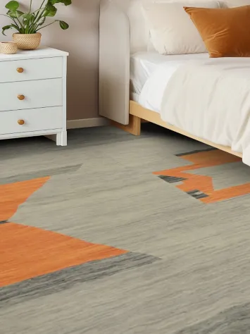 Stylish Gray and Orange Patterned Kilim Large Rug 10x13 for Living Rooms