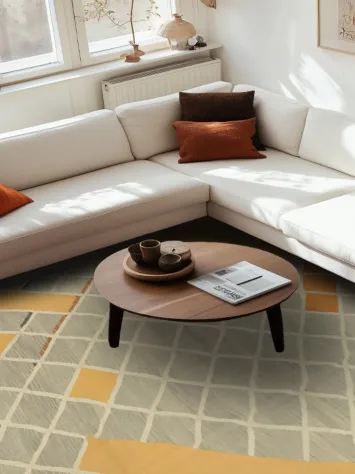 Sophisticated Diamond Pattern Kilim Area Rug 8x10 with Neutral Tones