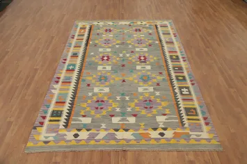 Flat Weave Kilim Handwoven Area Rug 7x10
