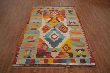 Vibrant Tribal Kilim Area Rug 7x10 for Dynamic Living Spaces