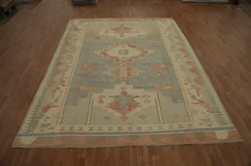 Wool Kilim Vegetable Dye Large Area Rug 9x12