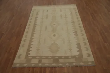 Vegetable Dye Wool Kilim Flat Weave Area Rug 6x9