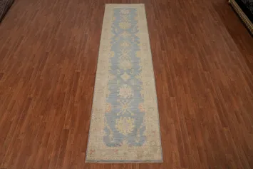 Classic Floral Blue Ziegler Vegetable Dye Runner Rug 3x12