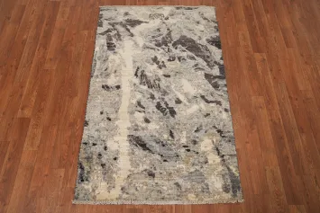 Luxury Gray and Beige Rug 3x5 Artistic Abstract Motifs
