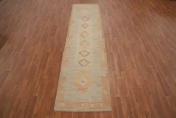 Elegant Design Neutral Toned Kilim Runner Rug 3x11