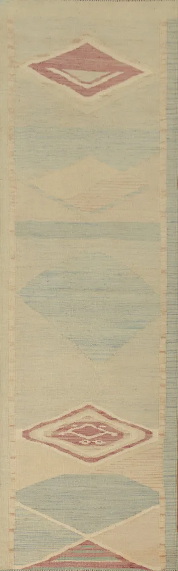 Geometric Kilim Handwoven Runner Rug 2x8