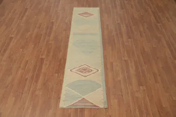 Geometric Kilim Handwoven Runner Rug 2x8