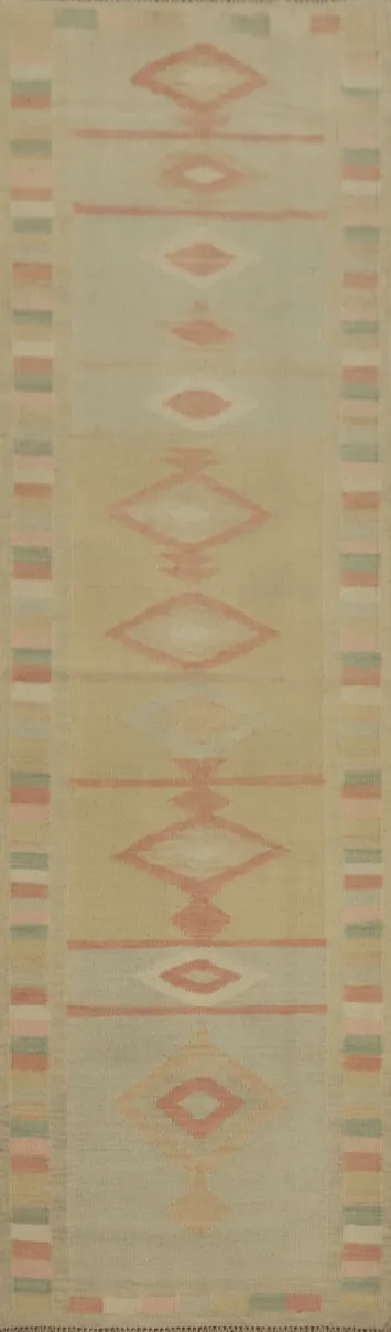 Geoemtric Kilim Flat Weave Runner Rug 2x8