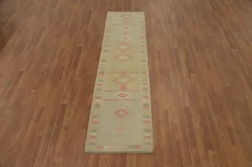 Geoemtric Kilim Flat Weave Runner Rug 2x8