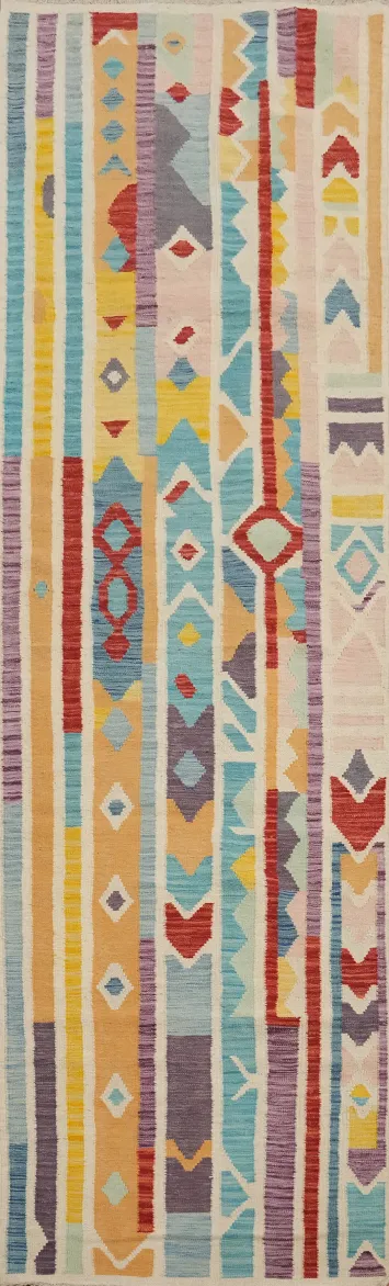 Vegetable Dye Kilim Flat Weave Runner Rug 3x12