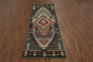 Add Rustic Charm with Colorful Geometric Kilim Runner Rug 3x9