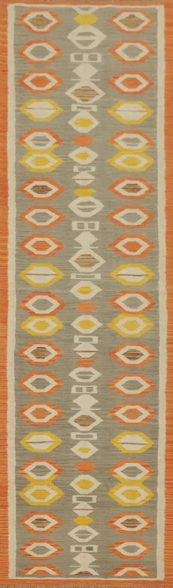 Geometric Kilim Handwoven Runner Rug 3x12
