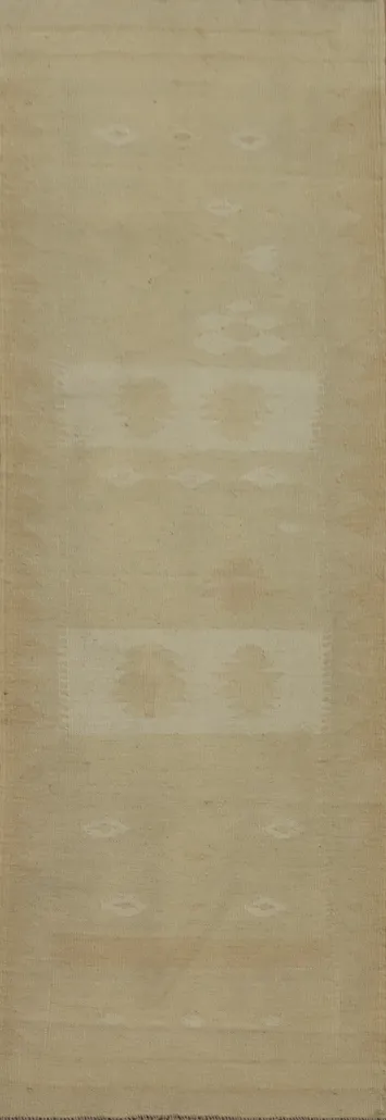 Earth Tones Wool Kilim Vegetable Dye Runner Rug 2x8