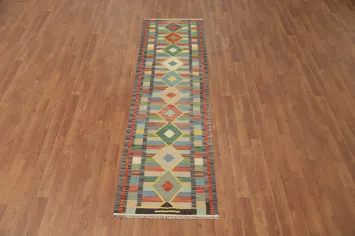 Geometric Kilim Flat Weave Runner Rug 2x8