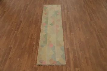 Pastel Hues Kilim Runner Rug 2x8 for a Modern Minimalist Look