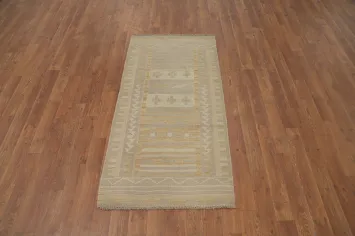 Geometric Wool Kilim Vegetable Dye Rug 2x4