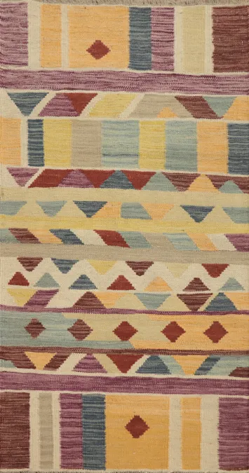 Vegetable Dye Kilim Flat Weave Rug 2x4