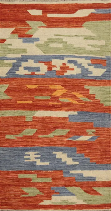 Modern Wool Kilim Handmade Wool Rug 2x4