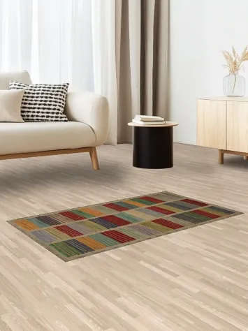 Striped Wool Vegetable Dye Kilim Handwoven Rug 2x4