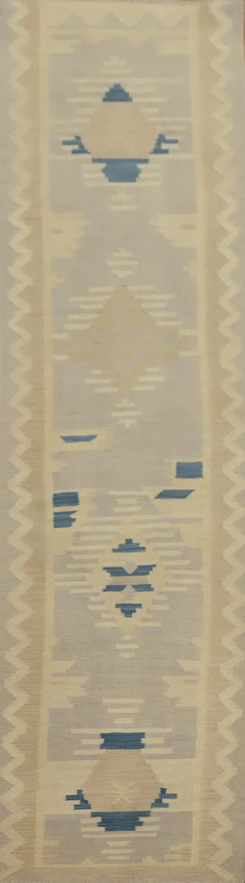 Vegetable Dye Wool Kilim Handwoven Runner Rug 3x12