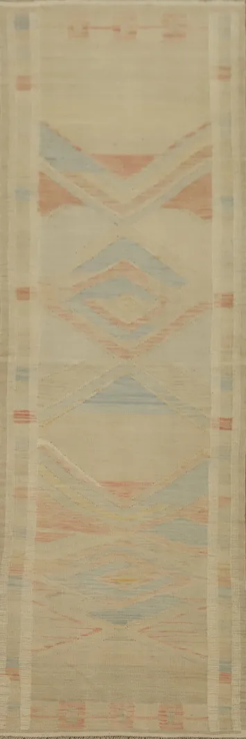 Earthy Tones Kilim Vegetable Dye Runner Rug 3x10