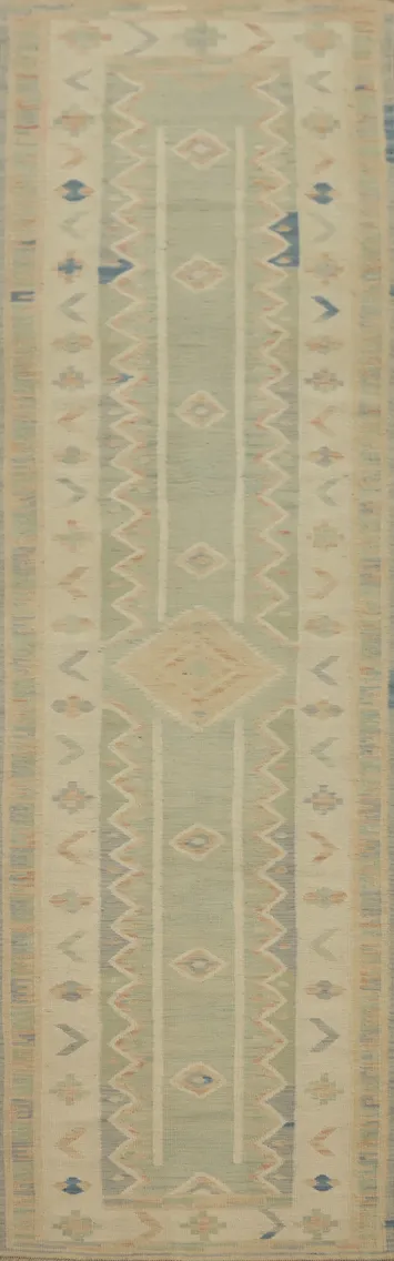 Vegetable Dye Kilim Handwoven Runner Rug 3x11