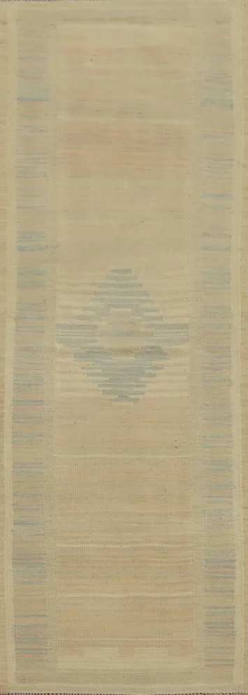 Classic Kilim Runner Rug 2x8 with Light Stripe Accents and Colors