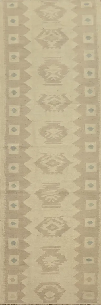 Earthy Tones Kilim Vegetable Dye Runner Rug 3x10
