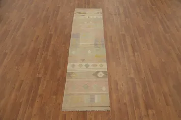 Vegetable Dye Kilim Flat Weave Runner Rug 2x8