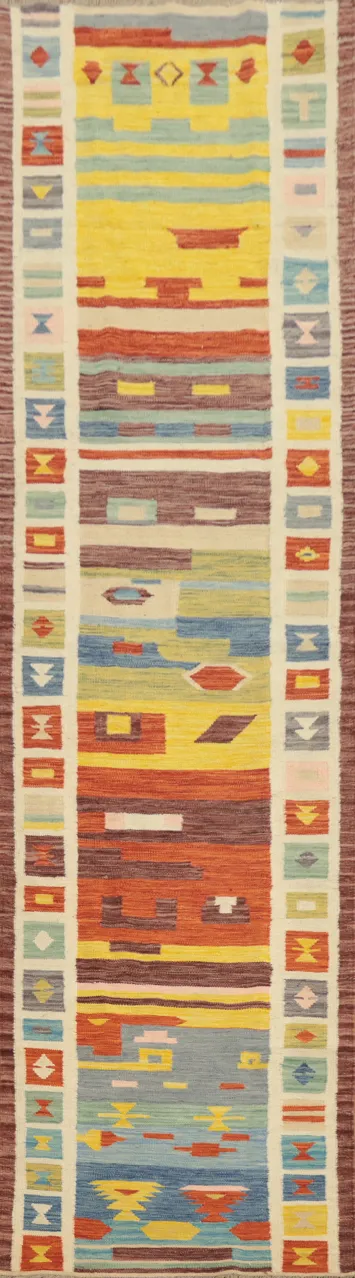 Multicolor Kilim Handwoven Runner Rug 3x12
