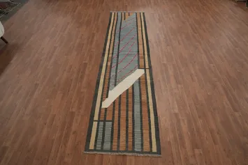 Vegetable Dye Wool Kilim Handwoven Runner Rug 3x12