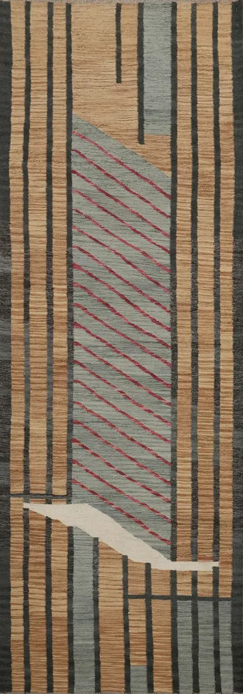 Modern Striped Kilim Runner Rug 3x10