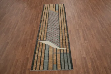 Modern Striped Kilim Runner Rug 3x10