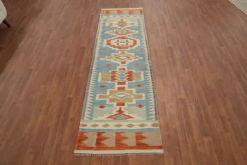 Tribal Wool Kilim Handwoven Runner Rug 3x10
