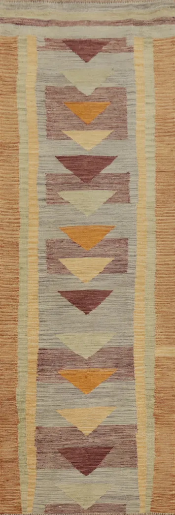 Vegetable Dye Kilim Flat Weave Runner Rug 2x10