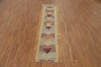 Vegetable Dye Kilim Flat Weave Runner Rug 2x10