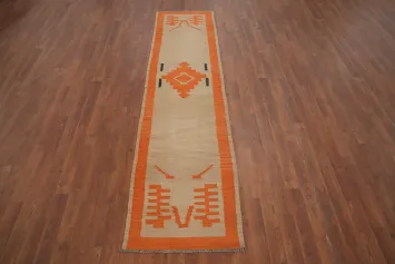 Vegetable Dye Wool Kilim Flat Weave Runner Rug 2x8