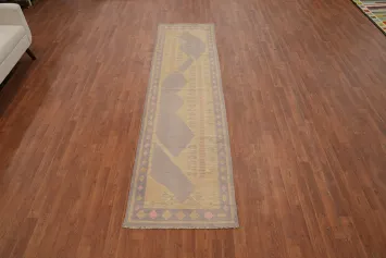 Subtle Elegance: Earthy Palette Decorative Kilim Runner Rug 3x10