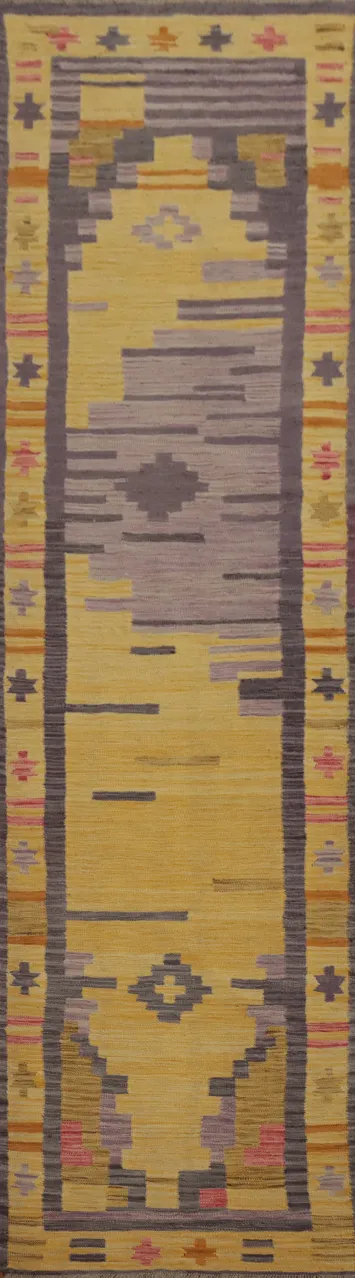Vegetable Dye Kilim Handwoven Runner Rug 3x12