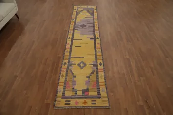 Vegetable Dye Kilim Handwoven Runner Rug 3x12