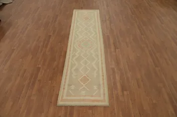 Soft Toned Kilim Runner Rug 3x10 Perfect for Hallways