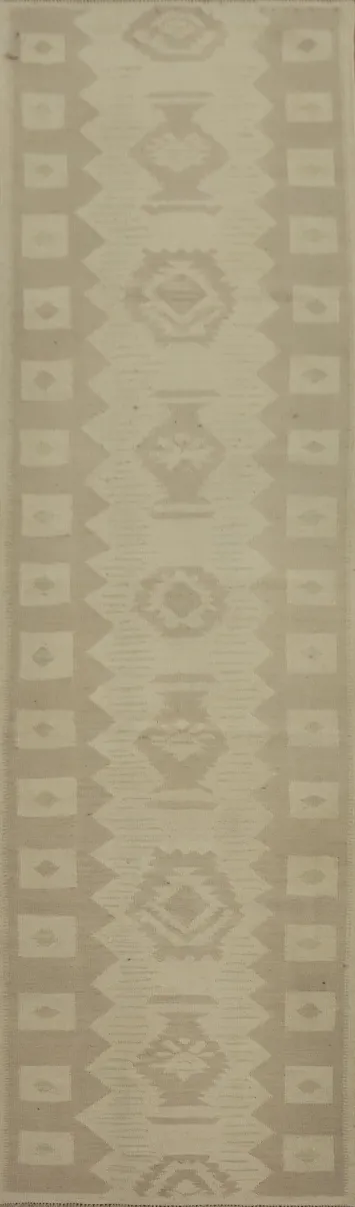 Earthy Tones Kilim Flat Weave Runner Rug 3x11