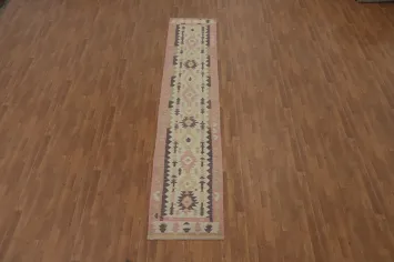 Vegetable Dye Wool Kilim Flat Weave Runner Rug 3x13