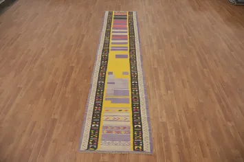 Artistic Wool Kilim Runner Rug 3x11 Perfect for Hallways and Entryways