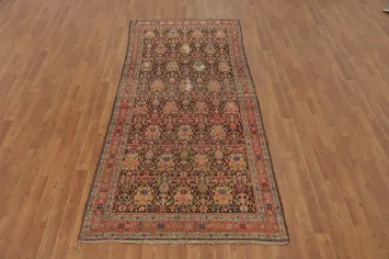 Pre-1900 Vegetable Dye Malayer Persian Runner Rug 4x9